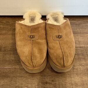 UGG DISCOQUETTE SLIDE SLIPPER WOMENS SIZE 7 GENUINE SHEARLING PLATFORM SLIDE